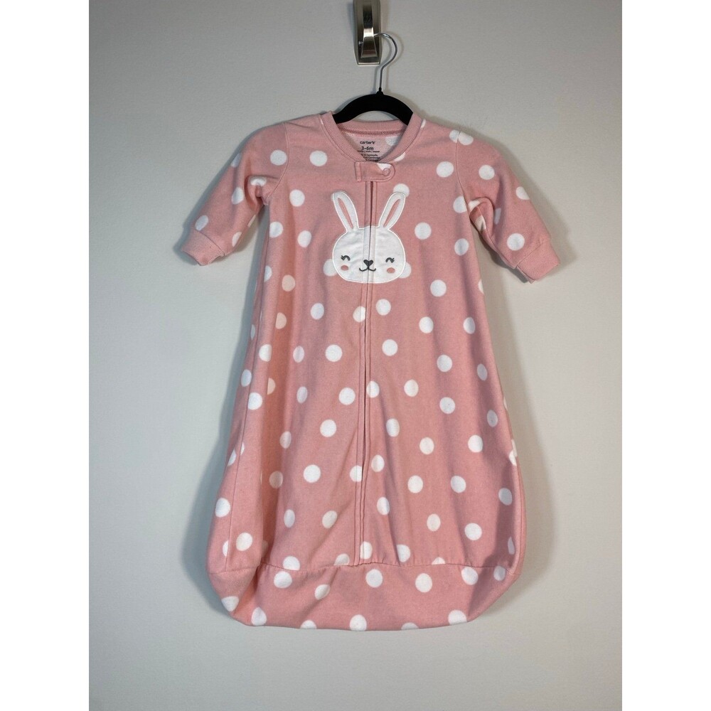 Carter’s Baby Girl Pink Polka Dot Bunny Sleep Gown Size 3–6 Months